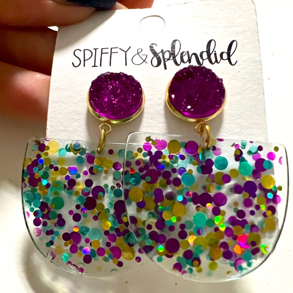 Colorful Druzy Drop Earrings